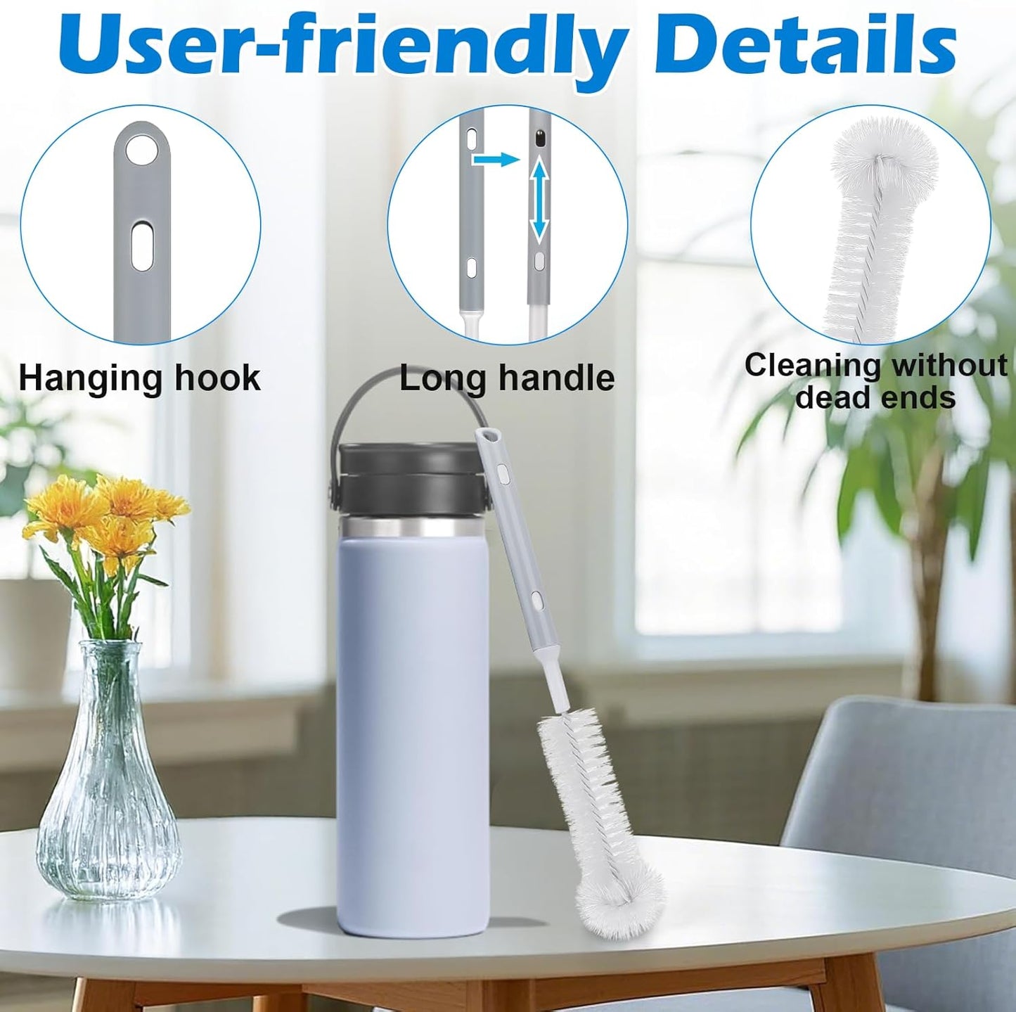 Palksky Water Bottle Cleaning Brush Kit, Brush and Straw Cleaner for Owala, 5 PCS