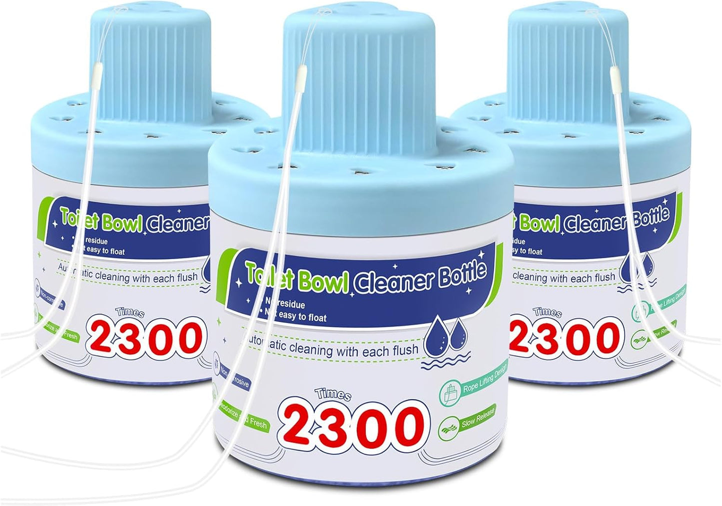 Msvvko Toilet Bowl Cleaners, Blue Cleaner Tablets in Bottle, Deodorizes, Freshens Odors, Drops Into Toilet Tank, Long Lasting Slow Release, Septic tank safety - 3 packs