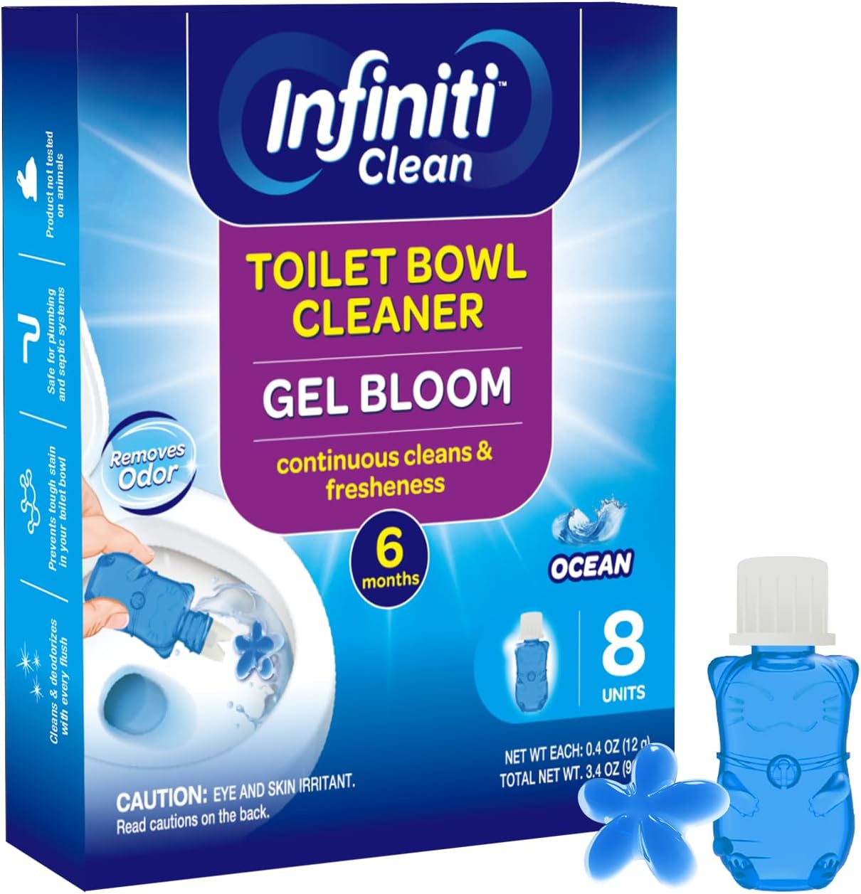 Toilet Gel Stamp - 8 Packs Toilet Bowl Cleaner Gel with Automatic Click, Freshener for Toilet Maintenance, 3.4oz, 6 Month Supply (Lemon)