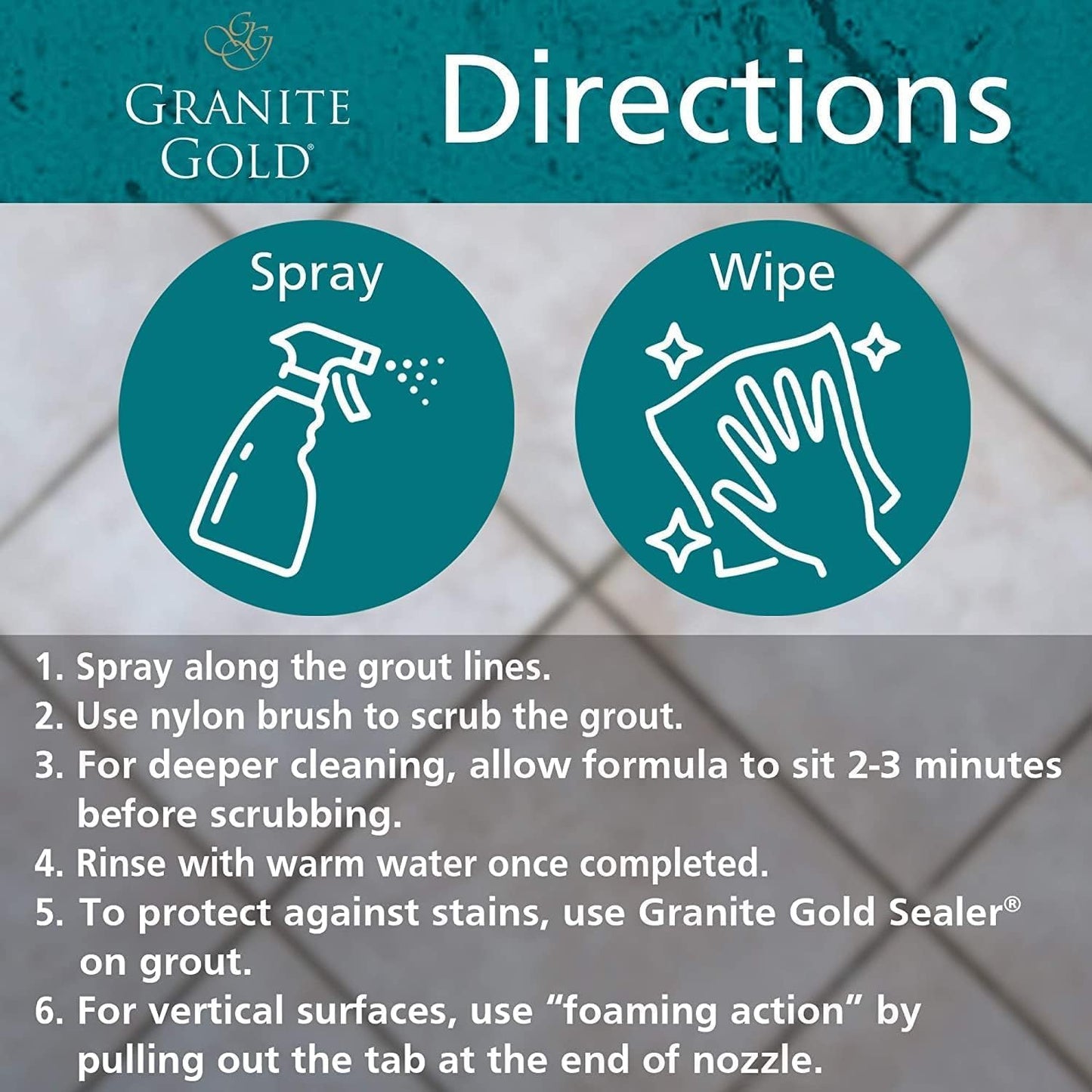 Granite Gold Grout Cleaner Spray with Brush for Stone, Ceramic, Glass & Colored Grout, 64 Fluid Ounces + 24 Fluid Ounces + 4 brushes