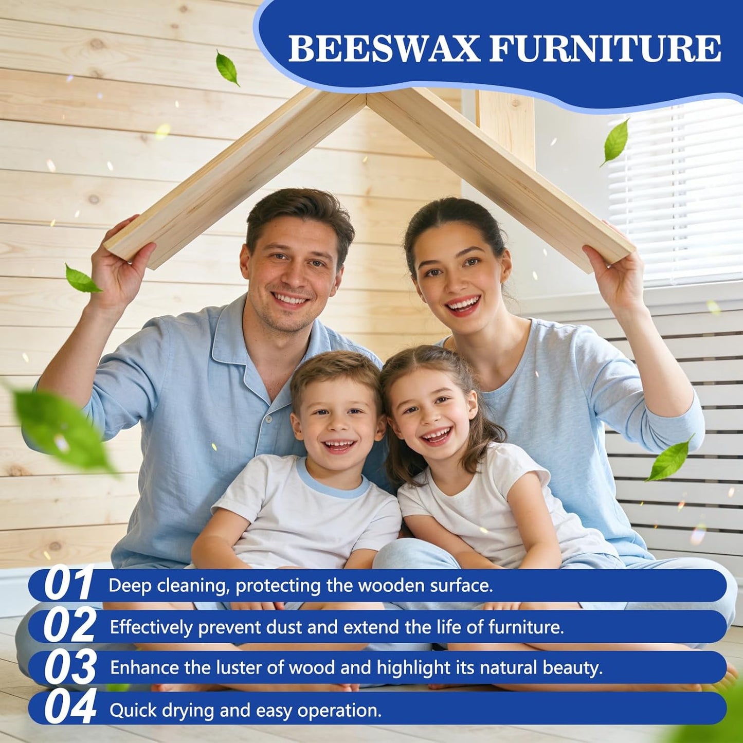 2PCS Multipurpose Beeswax Furniture Polish and Cleaner, Beeswax Gleam, Furniture Wax, All-Natural Wood Conditioner, Restorer and Protector for Tables, Cabinets, Cutting Boards Waterproof