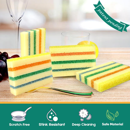 LAUNDRYLUX Scrub Sponge, Dual-Sided Temperature-Responsive Scrubber - Non-Scratch - Multipurpose Dish Sponges for Kitchens, Bathrooms, and Outdoor Use - 3 Pack