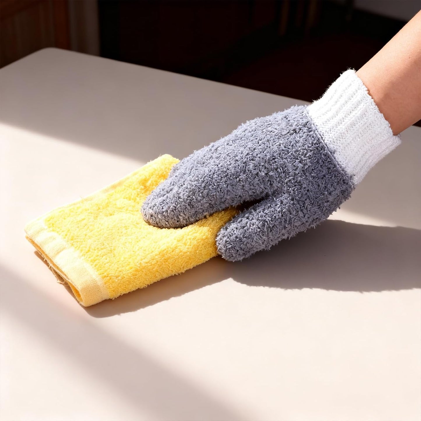 3 Pairs Microfiber Dusting Mitt Household Cleaning Gloves Leaf Cleaning Gloves Washable Reusable for Blinds, Windows, Plants, Furniture Clean
