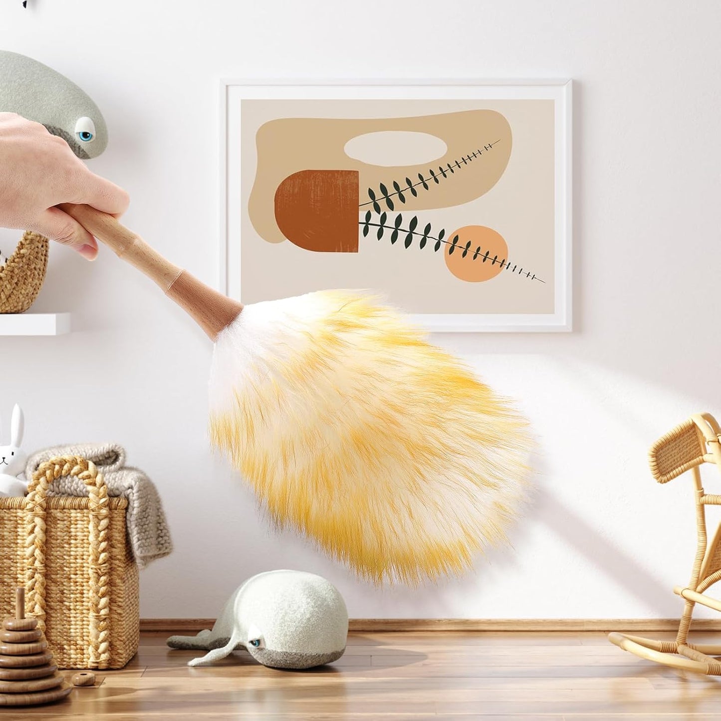 Extendable Cleaning Duster,66.9Inch Telescoping Feather Dusters with Stainless Steel Extension Pole for Cleaning High Ceiling Fan, High Ceilings,Furniture