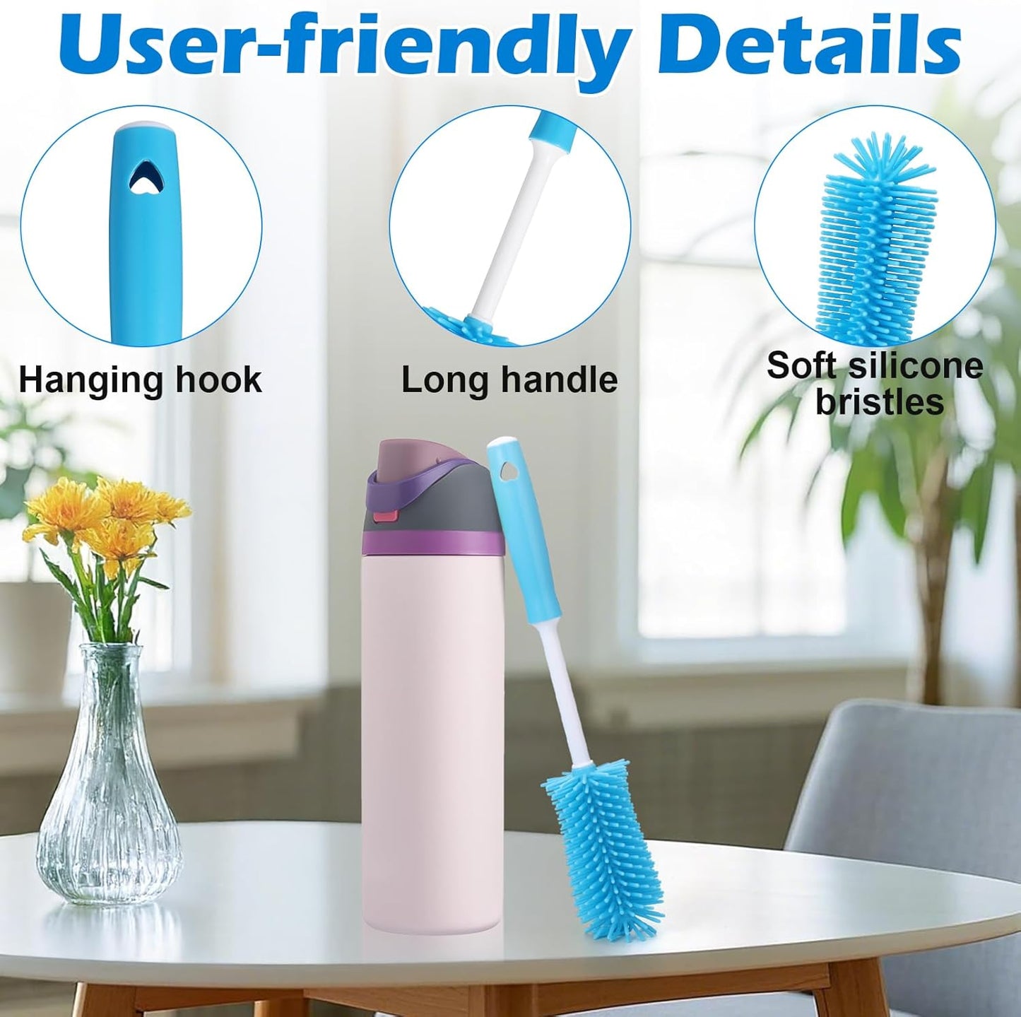 Palksky Water Bottle Cleaning Brush Kit, Brush and Straw Cleaner for Owala, 5 PCS