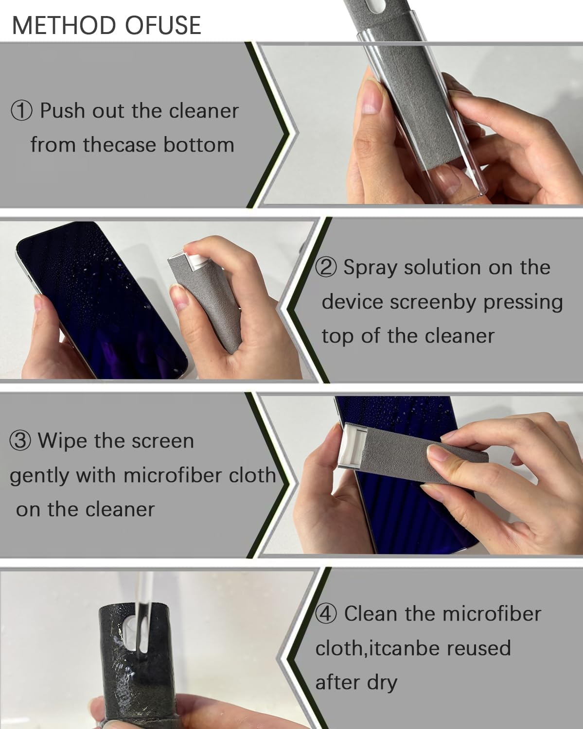 Screen Cleaner Spray and Wipe Touch Screen Cleaner for iPhone iPad Computer Laptop Tablet MacBook Cell Phone Eyeglasses（Pink）