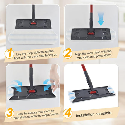 Mop Pads for OCedar H2prO Flat Mop System, 6 Pack Mop Heads Replacements for Ocedar H2prO Flat Mop, Microfiber Reusable Machine Washable Durable Long-Lasting Mop Refills Safe on Various Floors