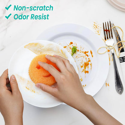Scrub Sponge Dish Scrubber, Non Scratch Multipurpose Sponges, Temperature Controlled Dual Sided Cleaning Pads, Durable BPA Free and Odor Resistant Polymer Foam, Safe for Kitchen, Bathroom