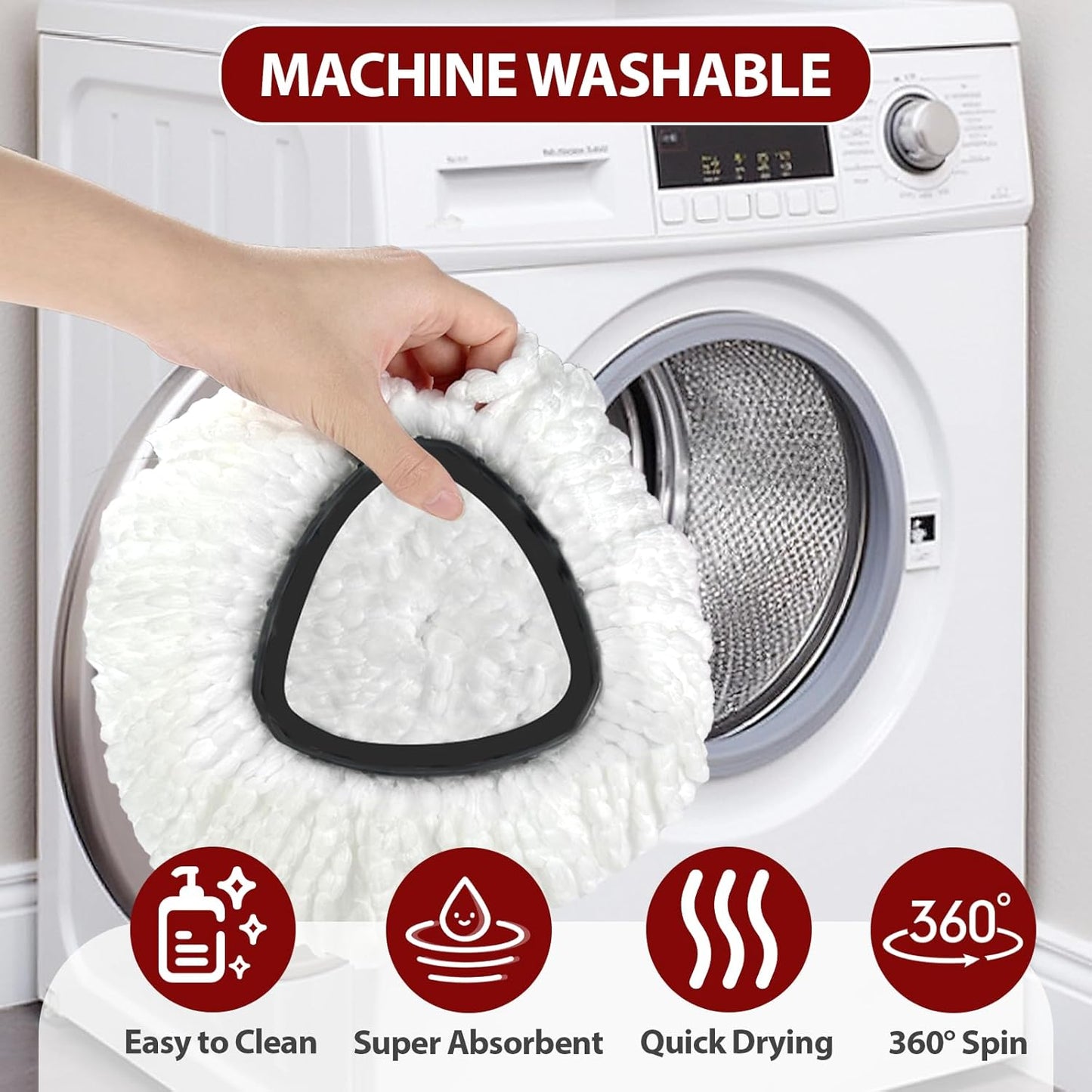 Mop Replace Head, 3 Pack Spin Mop Replacement Head Easywring 1-Tank System, Easy Cleaning, Microfiber, Machine Washable