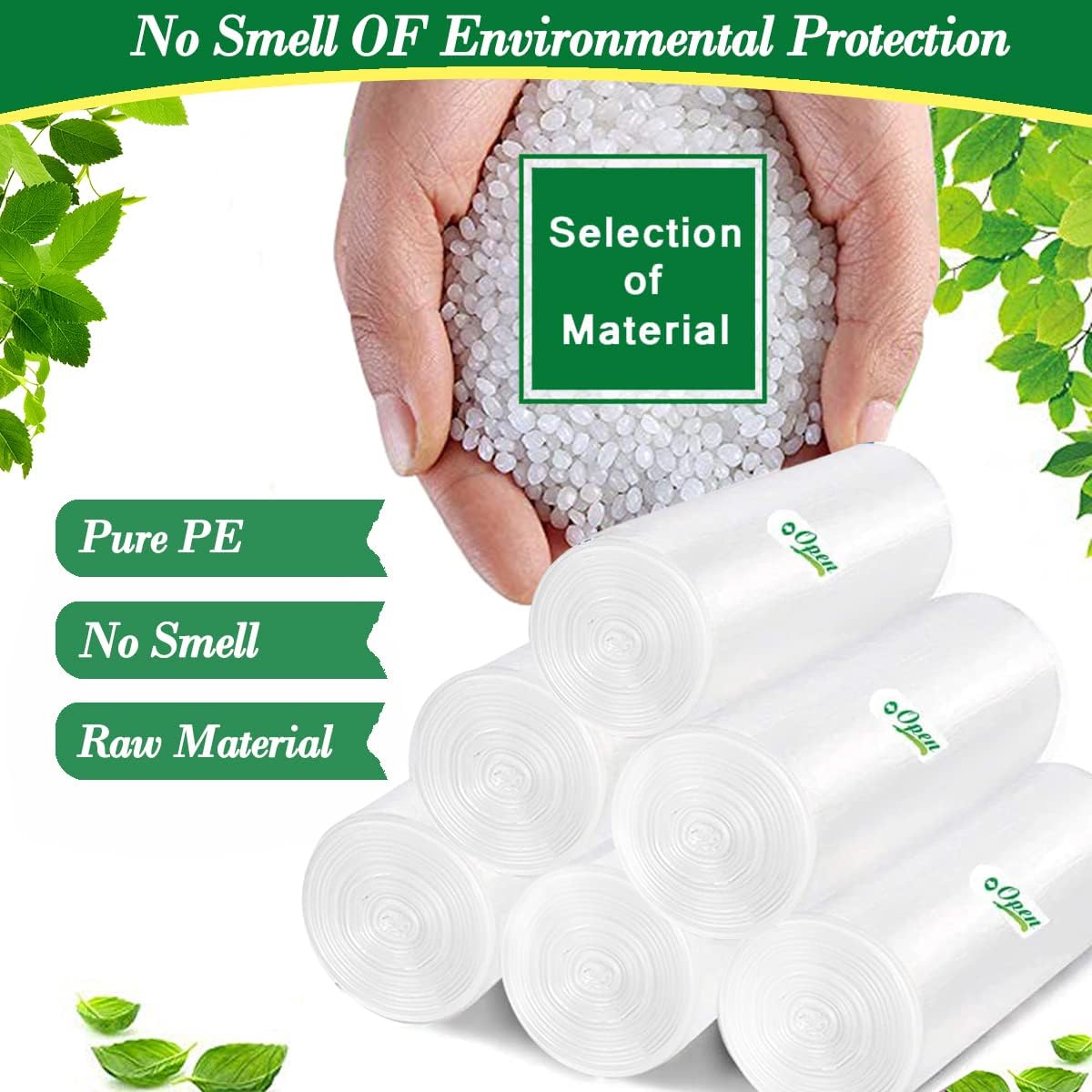 Hommaly 2 Gallon (1.8-2 Gal)120 pcs Small Clear Trash Bags, Strong 1.8 Gallon Garbage Bags, Bathroom Trash Can Bin Liners Unscented, Mini Plastic Bags for Office, Waste Basket Liner,Fit 6,7,8 Liters