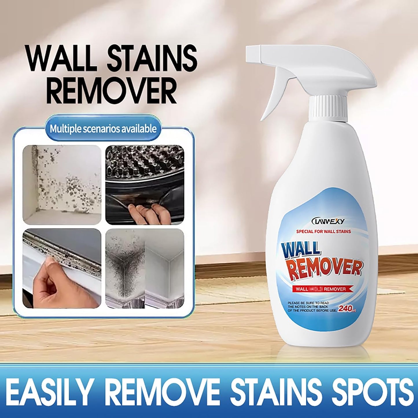 LANWEXY-Highly Effective Removal Spray,Wall Cleaner Spray-Bathroom Foam Cleaner for Shower,Wall,Ceiling,Wood,Kitchens,Tile,Killer with Prevention Inhibitor-1 bottle