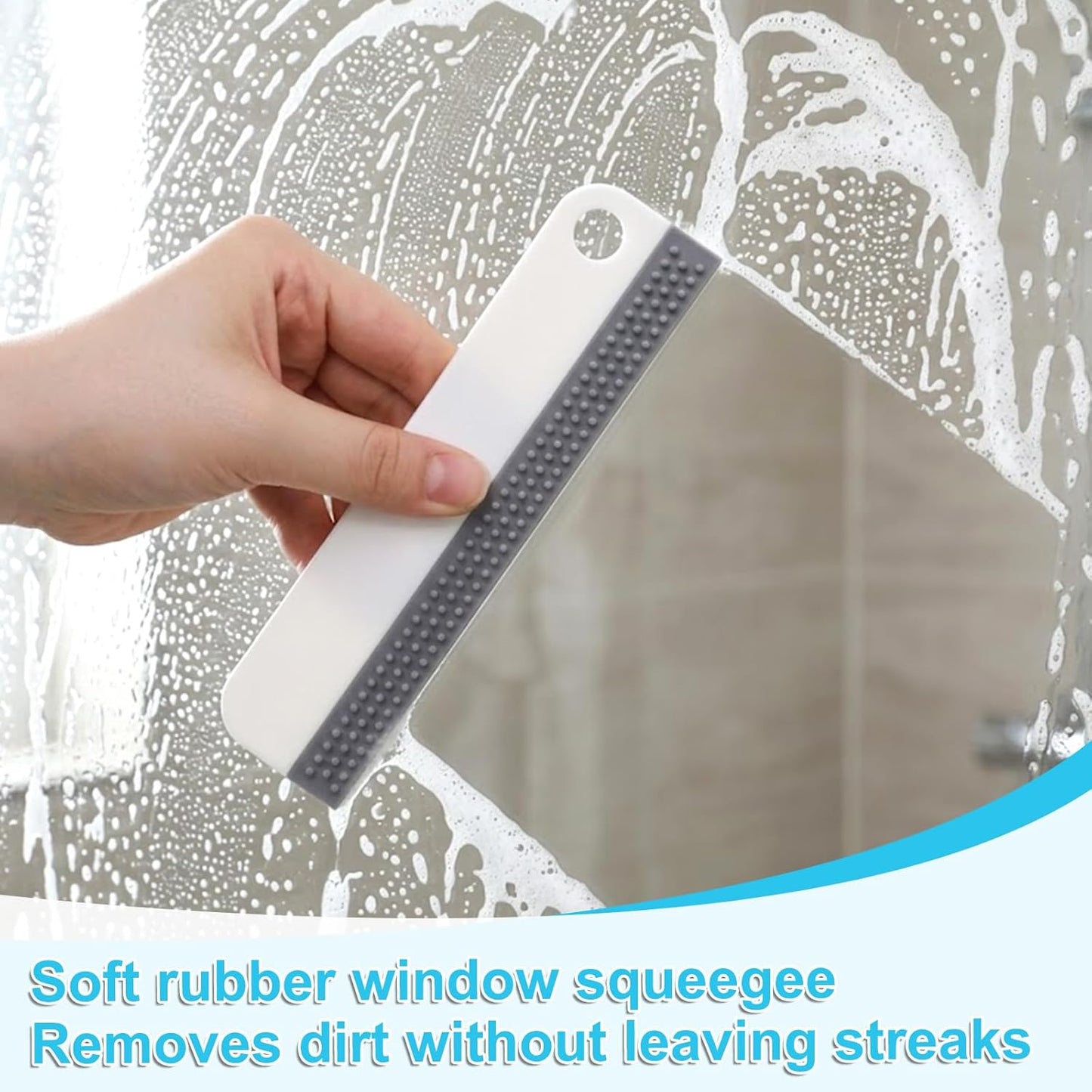2 PCS All-Purpose Small Rubber Squeegee, Soft Silicone Squeegee for Shower Glass, Mini Kitchen Sink Squeegee, Mini Squeegees for Kitchen Countertops, Mirror, Bathroom, Glass, Car Windshield