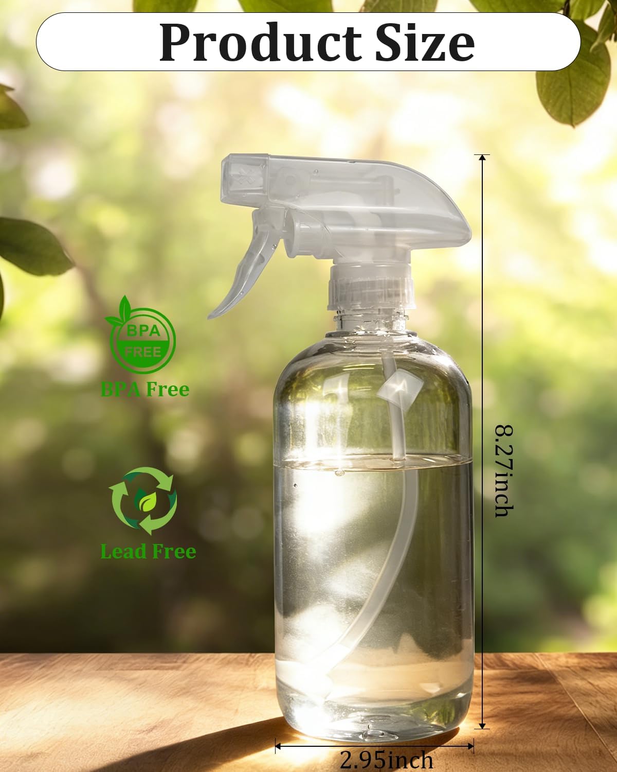 2 Pack 360° Spray Bottles, 10 oz Plastic Small Containers with Adjustable Spray Nozzles, Spray Bottles for Hair, Cleaning Solutions, BBQ and Plants Clear