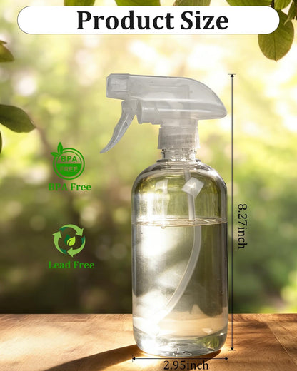 2 Pack 360° Spray Bottles, 10 oz Plastic Small Containers with Adjustable Spray Nozzles, Spray Bottles for Hair, Cleaning Solutions, BBQ and Plants Clear