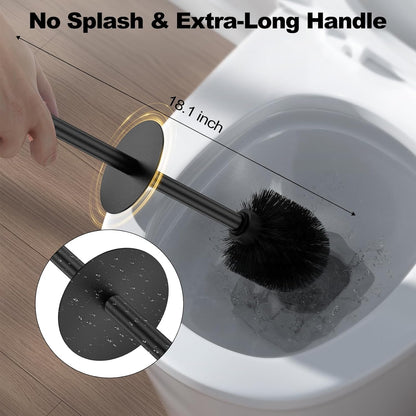 Bronze Toilet Brush and Holder Set，Stainless Steel Heavy Duty Toilet Bowl Brush，Extra Long Handled Modern Toilet Cleaner Brush, Removable Inner Bowl, and Splash Protection