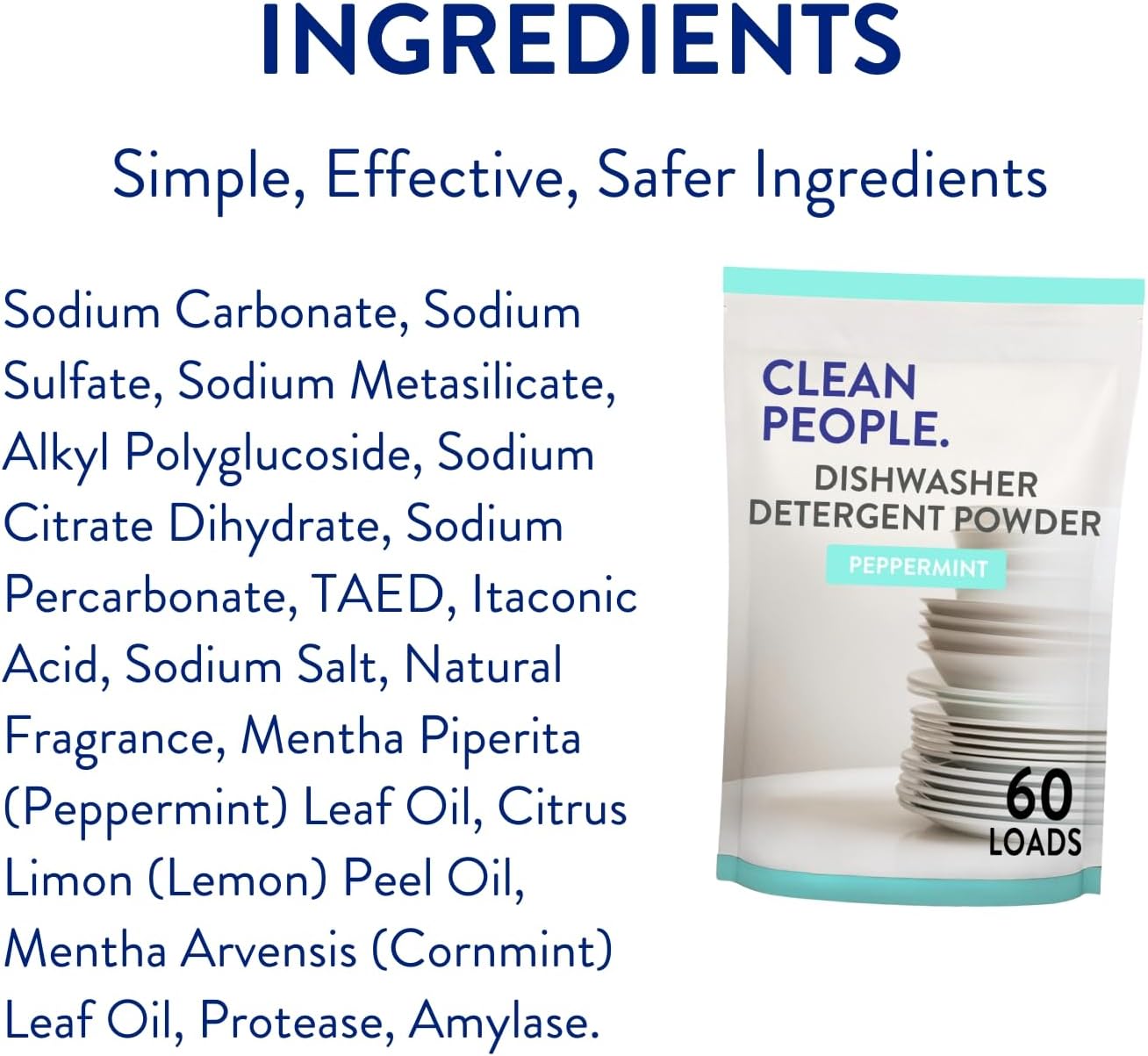 The Clean People Dishwasher Detergent Powder | Cuts Grease and Rinses Sparkling Clean | Residue-Free (30 Ounce, Lemon Verbena)