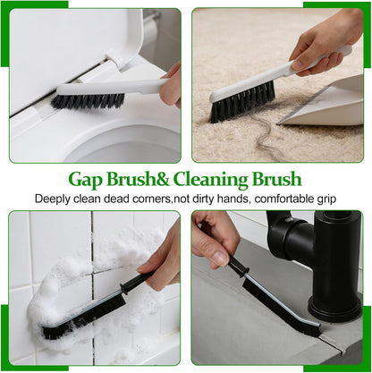 19 Pcs Cleaning Brush Kit with Crevice Brushes, Shower Cleaner Brush, Multifunctional Grout Scrubber for Bathroom, Kitchen, Window Tracks and Corners