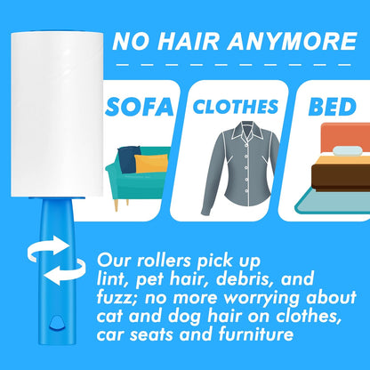 Large Lint Rollers for Carpet, 9.45'' Sticky Rollers for Floor with 360 Sheets, Extendable Long Handle Sticky Mop for Cleaning Couch, Curtains, Cars, Clothing, and Pet Hair