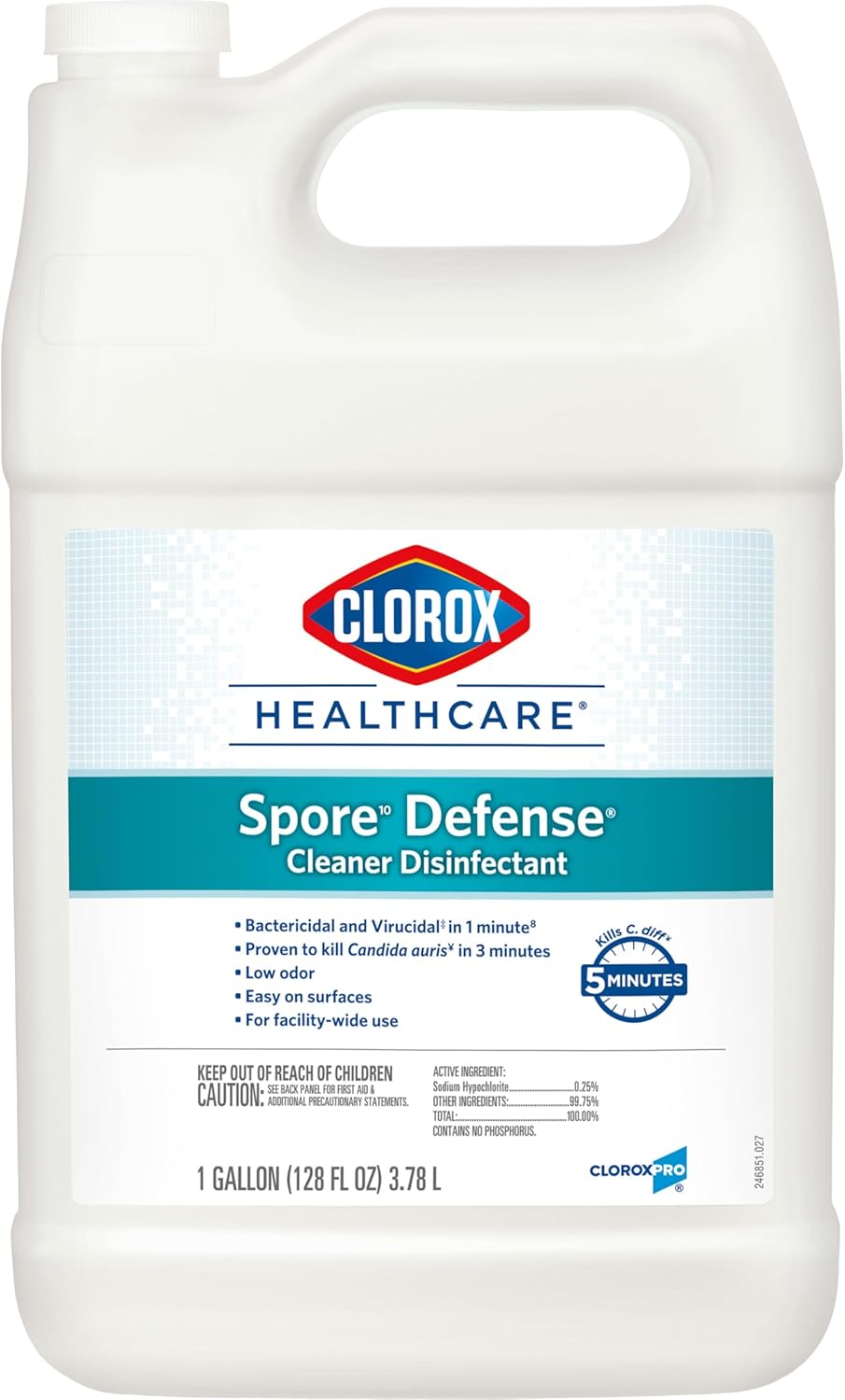 Clorox Healthcare Spore Defense Cleaner Disinfectant, Closed System Refill Bottle, 128 Fluid Ounces (Package May Vary)