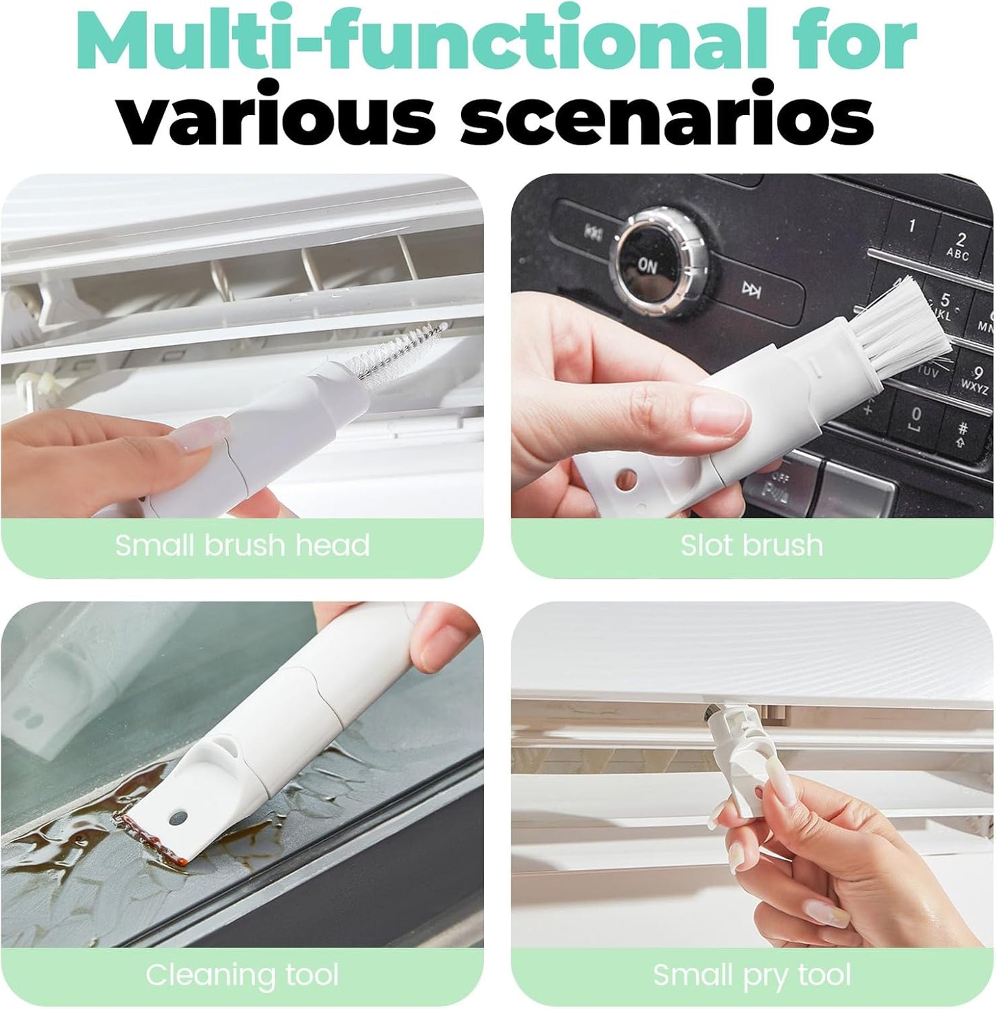Blind Cleaner Duster Tool with 6 Refills, 5 in 1 Washable Microfiber Fan Cleaning Brush Reusable Feather Duster for Window Blind, Ceiling Fan, Crevice, Track, Gap