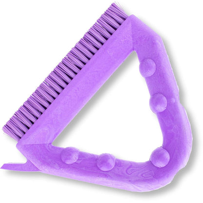 SPARTA Plastic Commercial Grout Brush, Triangle-Shaped Scrub Brush with Scraper and Two Threaded Holes for Attaching Handle (Sold Separately), 9 x 7 x 7 Inches, Gray
