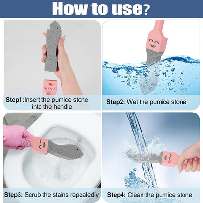 Navona 8 Pack Pumice Stone Scouring Sticks with 2 Universal Handles, Grey Pumice Stone Cleaner for Cleaning Toilets, Bathrooms, Kitchens, Spas and Pools