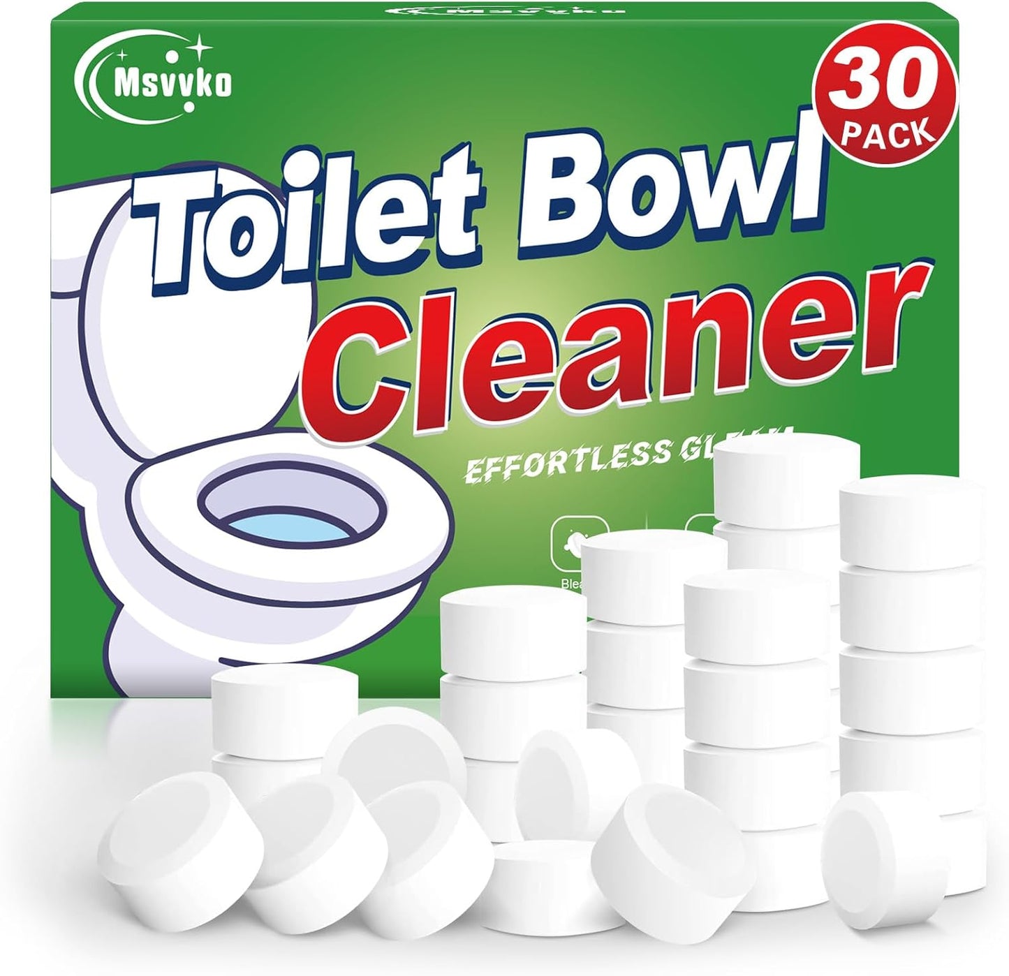Msvvko Toilet Bowl Cleaner Tablets with Bleach 12 PACK Powerful Formula to Eliminate Limescale & Rust