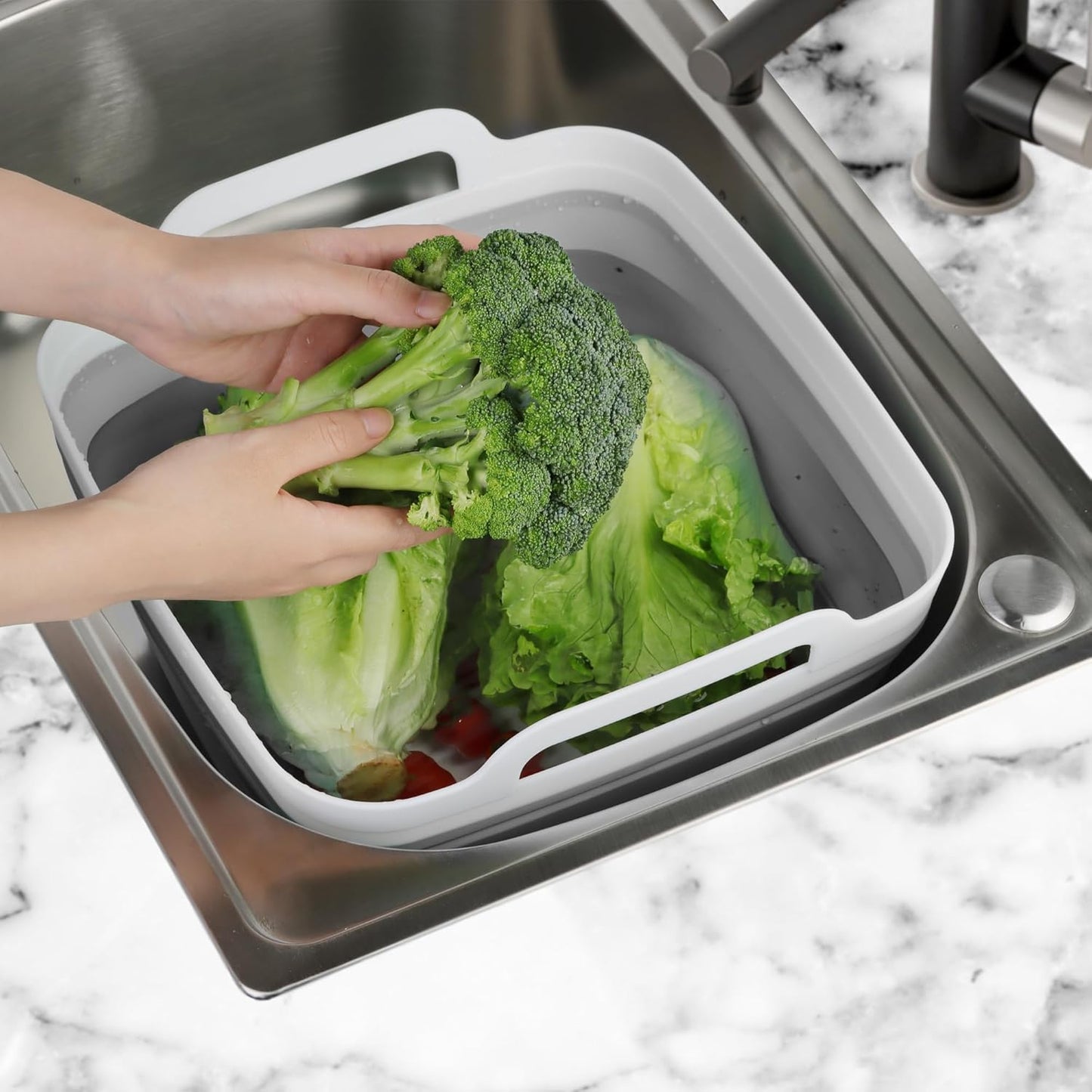 2 Pack Dishpan for Washing Dishes, 2.4Gal/9L Wash Basin with Draining Plug Carry Handles, Collapsible Bucket for Cleaning, Portable Sink, Foldable Plastic Tub