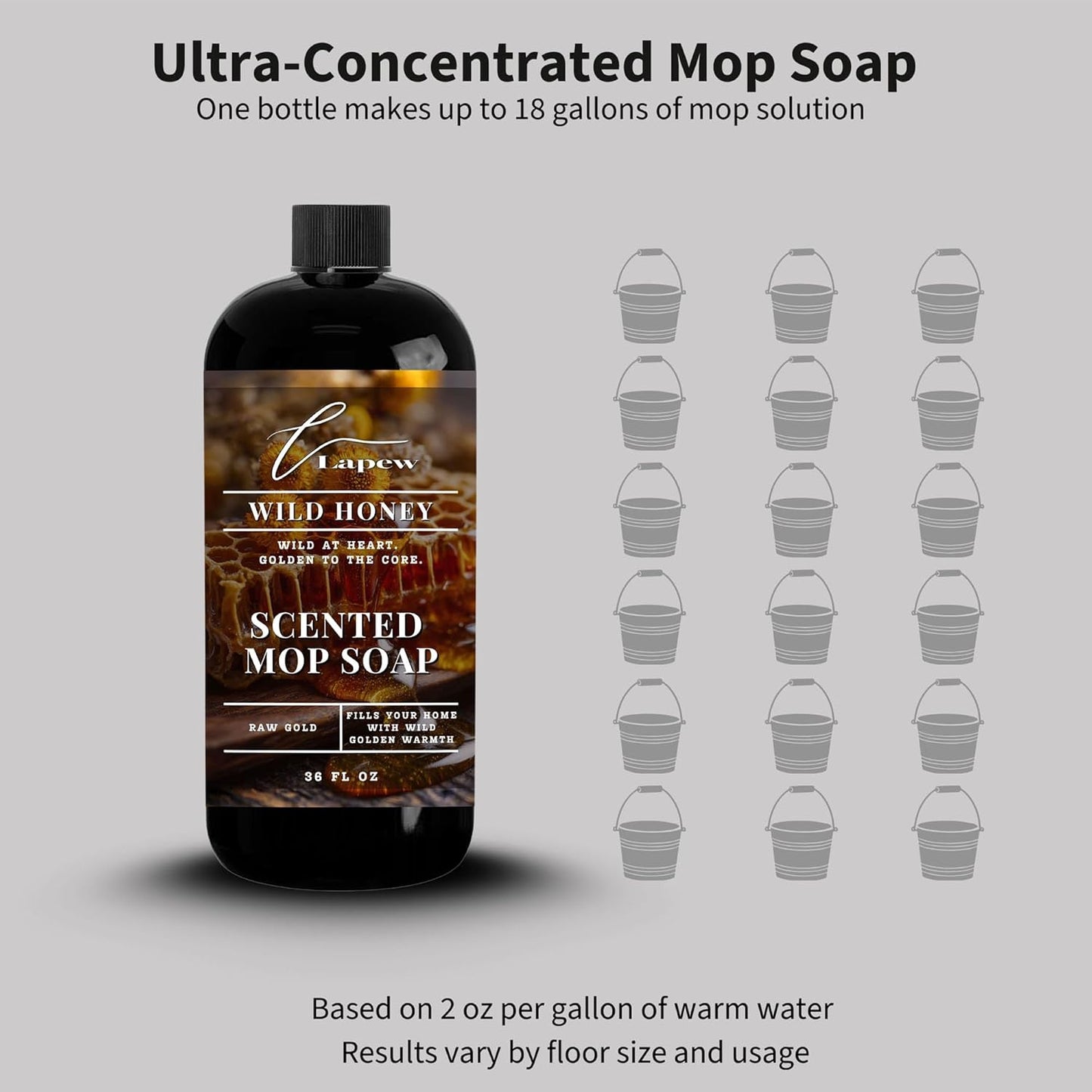 Lapew Baccarat Scented Mop Soap - Luxury Floor Cleaner Concentrate for Mopping Tile, Laminate, Vinyl & Hardwood | Streak-Free, Low-Foam | 36 oz - Colors C