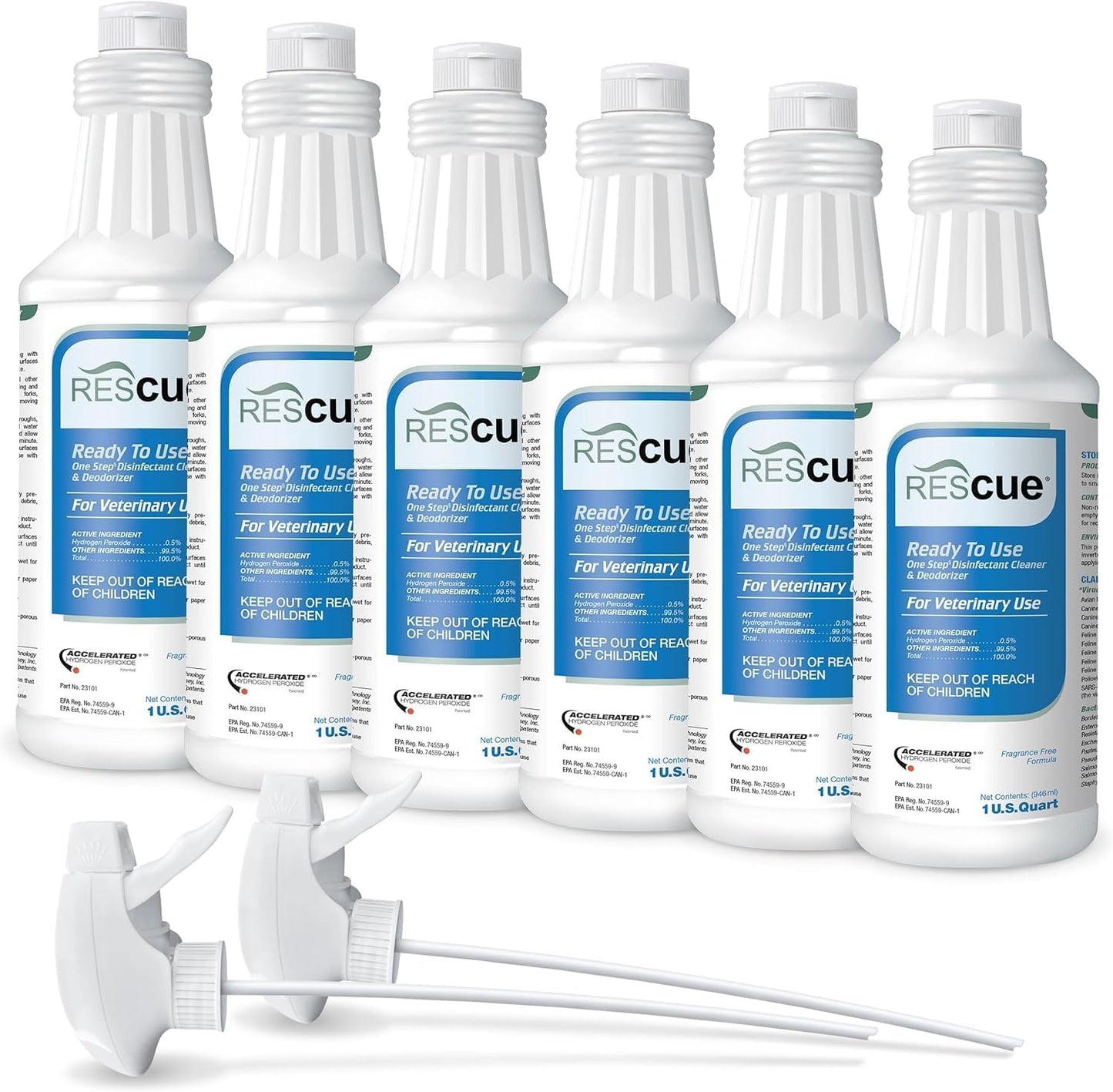 REScue One-Step Ready-to-Use Disinfectant Cleaner & Deodorizer – For Veterinary Use, Animal Shelters, Pet Foster Homes, Kennels, Litter Box – 32 Ounce RTU (Spray Nozzle NOT Included)