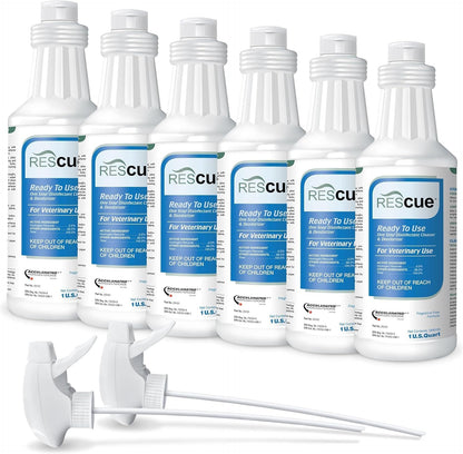 REScue One-Step Ready-to-Use Disinfectant Cleaner & Deodorizer – For Veterinary Use, Animal Shelters, Pet Foster Homes, Kennels, Litter Box – 32 Ounce RTU (Spray Nozzle NOT Included)