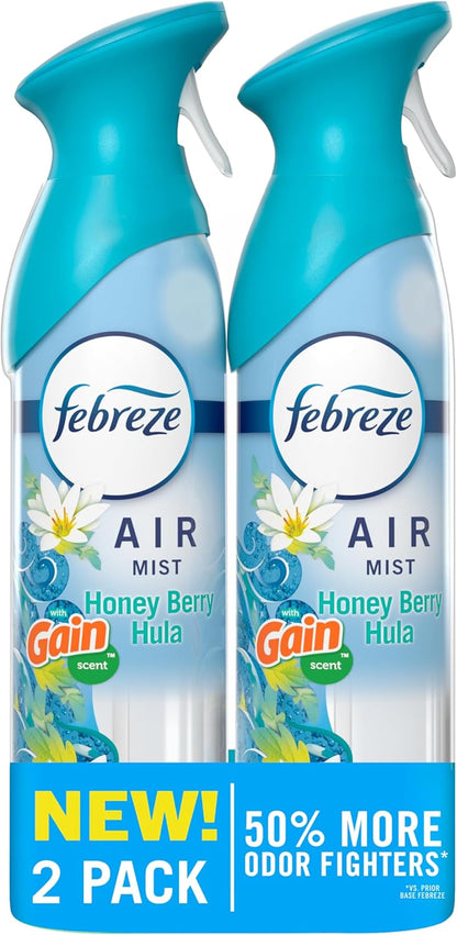 Febreze Air Mist Air Freshener Spray, Odor-Fighting Room Spray, Air Fresheners for Home and Bathroom and Kitchen, Aerosol Can, Downy April Fresh Scent, 8.8oz (Pack of 2)