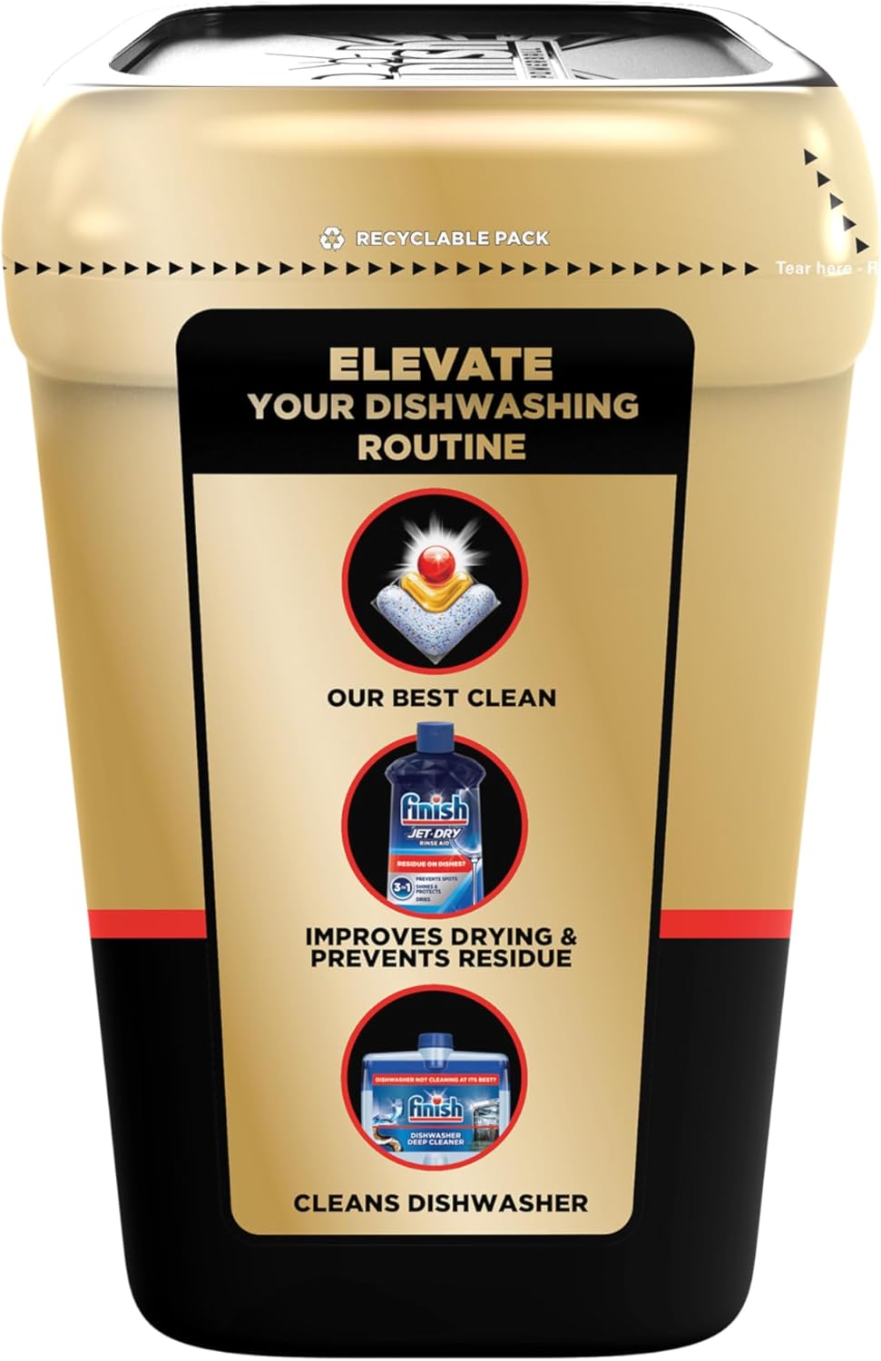 Finish Ultimate Infinity Shine Dishwasher Pods, No Pre-Rinse Dishwasher Detergent Soap Removes Burnt-On Stain, with Protector Shield & CycleSync Technology, Degreasing & Scrubbing Power, 62 Count