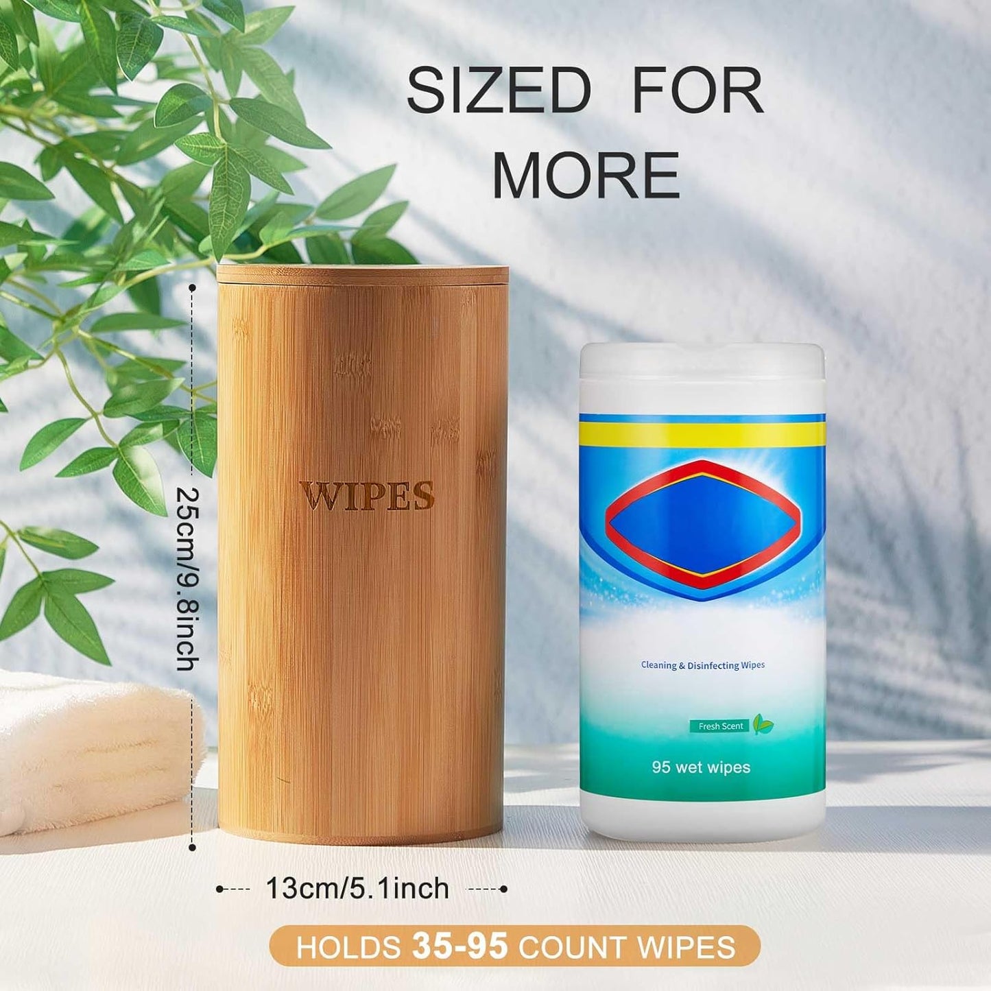 Willinglong Refillable Wet Wipes Dispenser Disinfecting Wipe Container with Magnetic Lid Stylish Decorative Bamboo Holder for Bathroom Kitchen Countertop Home Office Storage Cleaning(Black)