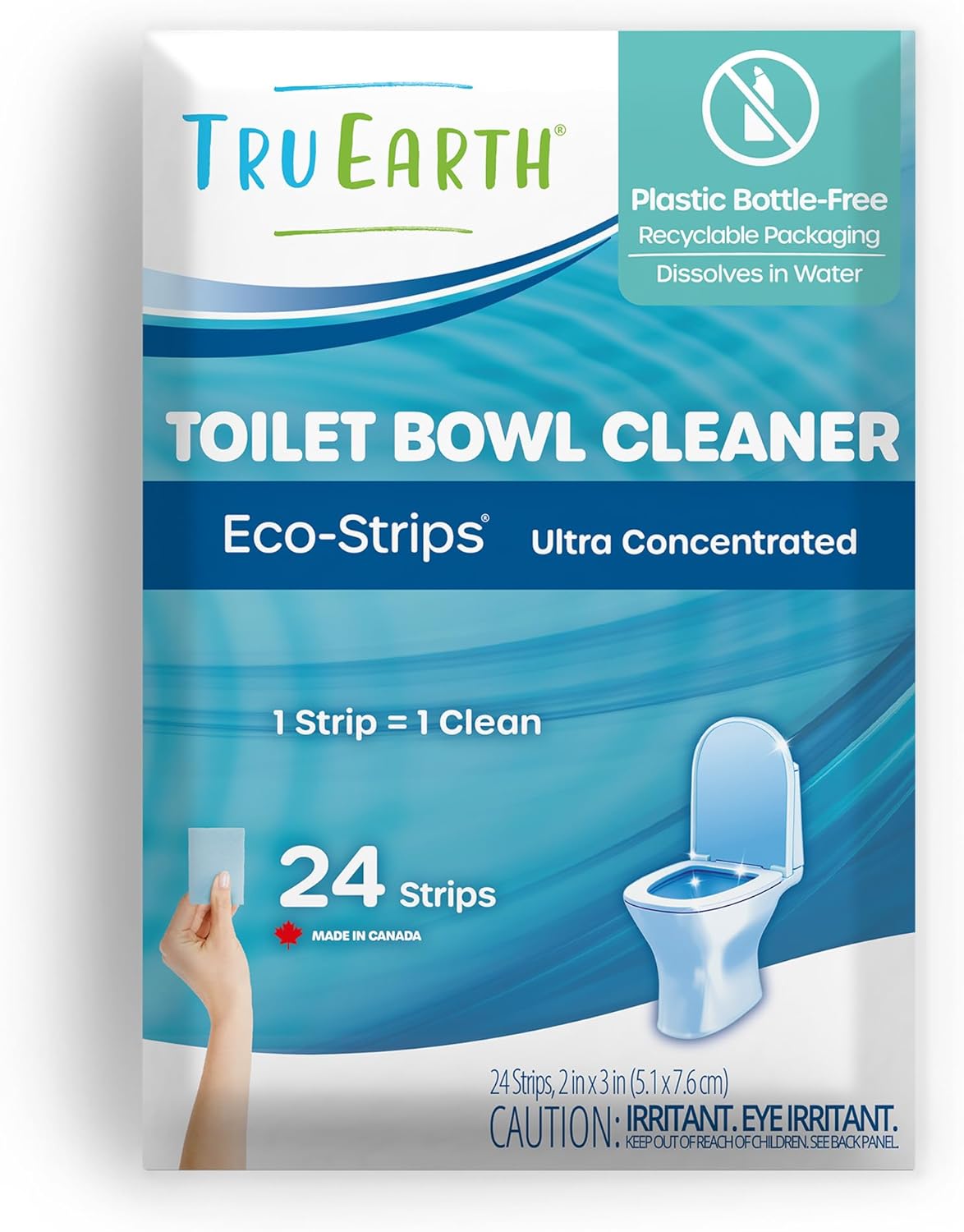 Tru Earth Toilet Bowl Cleaner Eco-Strips | Plastic Jug-Free, Septic-Safe For Cleaning | Easy to Use | 48 Strips