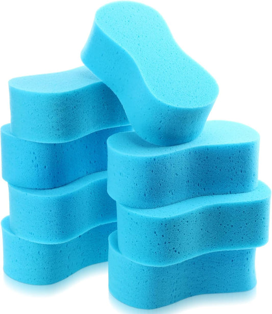 Tioncy 8 Pcs Giant Car Wash Sponges 9 x 4.7 x 3 Inch Extra Large Car Cleaning Bone Sponges Bulk All Purpose Easy Grip Thick Foam Scrubber for Boat Garage Kitchen Bathroom Household Cleaning (Yellow)