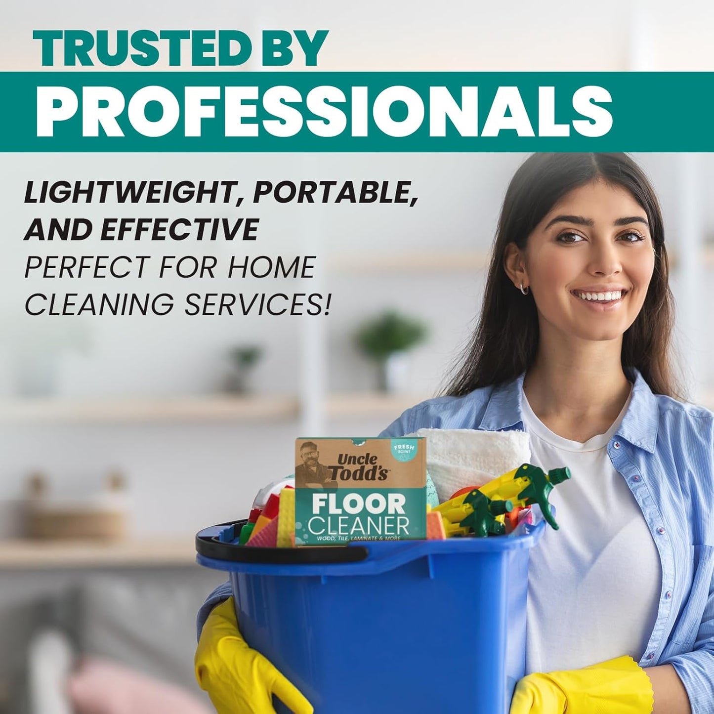 Uncle Todd's Ultra Concentrated Floor Cleaner For Mopping: 30 Natural, 100% Dissolvable Sheets for Mopping – Hardwood & Wood Floor Cleaner with Filth-Fighting Enzymes, Plastic-Free Packaging