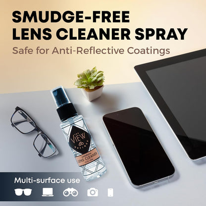 Anti-Reflective Lens Cleaner & Repair Kit – 0.4oz Glasses Cleaner Spray, Microfiber Cloth & Keychain Screwdriver in a Vinyl Snap Case for Eyeglasses, Sunglasses & Screens(3 Piece Set)