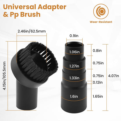 2 Pcs Black Round Vacuum Brush, 1-1/4" Universal Vacuum Dust Brush, 25mm Vacuum Brush Attachment with Four-Layer Vacuum Adapter for Most Vacuum Cleaners Accessories