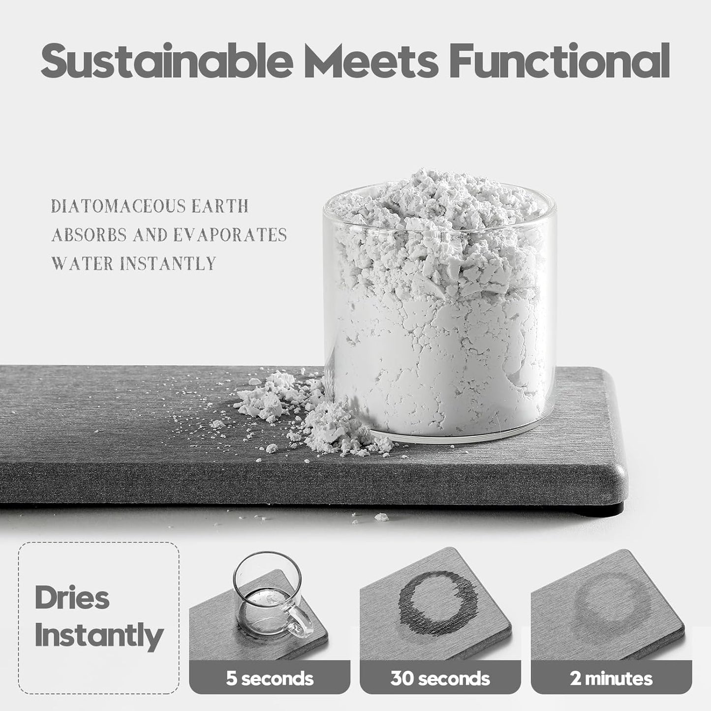 2PCS Water Absorbing Stone Drying Tray for Kitchen Counter & Bathroom Sink, Diatomite Faucet Splash Guard, Soap Dispenser Rack & Sponge Holder Caddy Organizer, Marble White (Printed Pattern), 9"x 3.5"