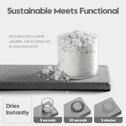 2PCS Water Absorbing Stone Drying Tray for Kitchen Counter & Bathroom Sink, Diatomite Faucet Splash Guard, Soap Dispenser Rack & Sponge Holder Caddy Organizer, Marble White (Printed Pattern), 9"x 3.5"