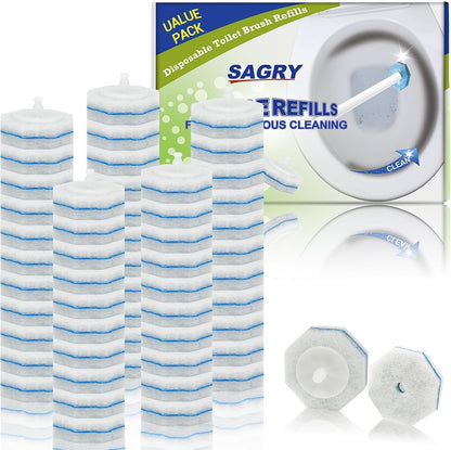 Sagry 50 Counts Disposable Toilet Bowl Wand Refills, 5X Cleaning Power Toilet Cleaner Refill Pads, Deep Cleaning, No Falling Apart, Fresh Fragrance, Compatible with Most Toilet Brushes