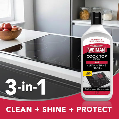 Weiman Non-Abrasive, No Scratch Induction Glass Ceramic Stove Cooktop Heavy Duty Cleaner and Polish, 20 Ounce