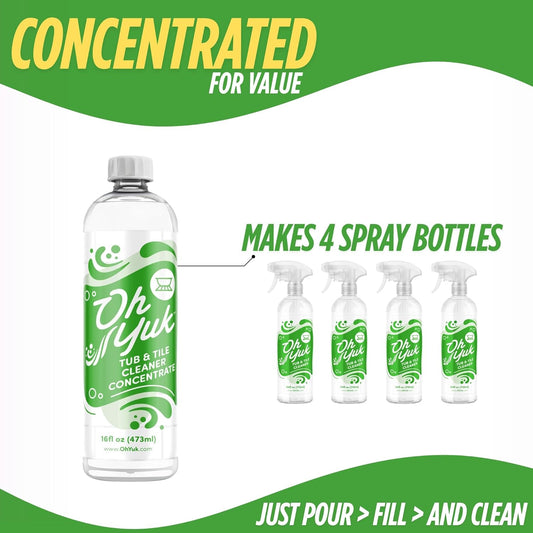 Oh Yuk Tub and Tile Cleaner – All-in-One Spray for Tubs, Tile, Shower Walls, and More | Removes Soap Scum and Residue | Biodegradable, Vegan, Cruelty-Free Formula | Made in USA