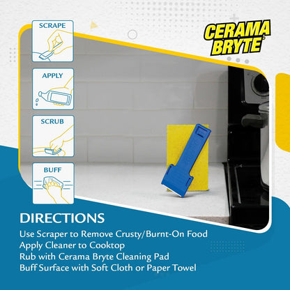 Cerama Bryte Cook Top Cleaner 18 oz 2-Pack & 3 Scraper Pad Pack
