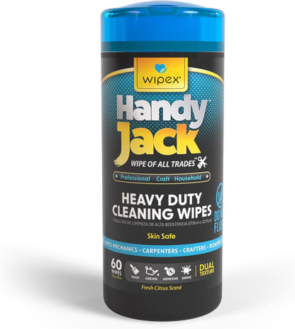 Wipex Handy Jack Heavy Duty Wipes, Dual Texture Cleaning Cloth, Use on Hands, Equipment, Tools - Removes Paint, Adhesives, Oil, Grease, & Dirt, Bulk Size, 260 Count (Pack of 1)
