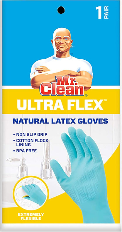 Mr. Clean Large Reusable Latex Gloves, 2 Color, 2 Pairs