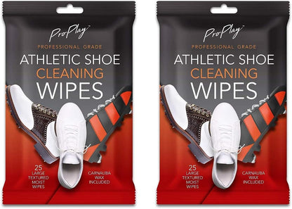 ProPlay Athletic Shoe Cleaning Wipes | Carnauba Wax Included | Repels Water from Shoes | Powerful Cleaner that Removes Dirt, Grass, and Sand | Convenient, Resealable Pack - Unscented 1 Pack