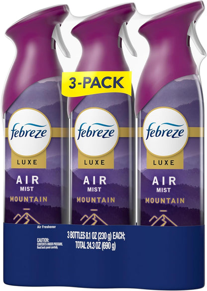 Febreze Air Mist, Air Freshener Spray, Odor Fighting Room Spray, Deodorizer for Home Bathroom Kitchen Office Apartment Dorm Room Classroom, Downy Calm Lavender & Vanilla Bean Scent, 8.1oz (Pack of 3)