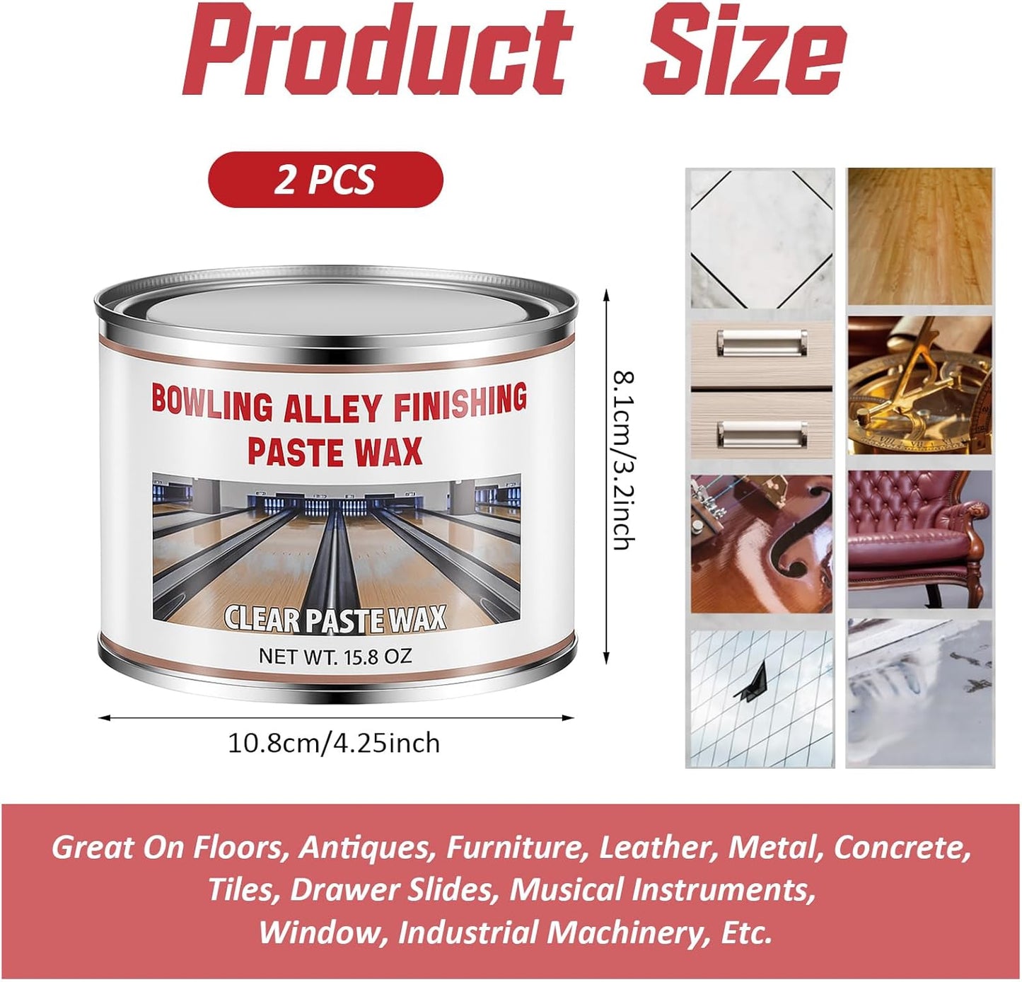 Loopeer 2 Pack Bowling Alley Finishing Paste Wax Natural Paste Finishing Wax Protective Finish Surface for Polishing Cleaning, 17oz Per Can